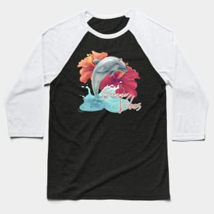 Summer Vibes Hibiscus Dolphin Baseball T-Shirt